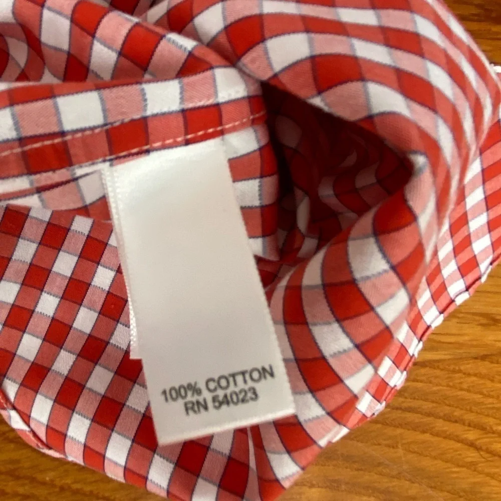 Banana Republic Non Iron Button Up Mens Sz Medium Cayenne Orange Slim Fit Check